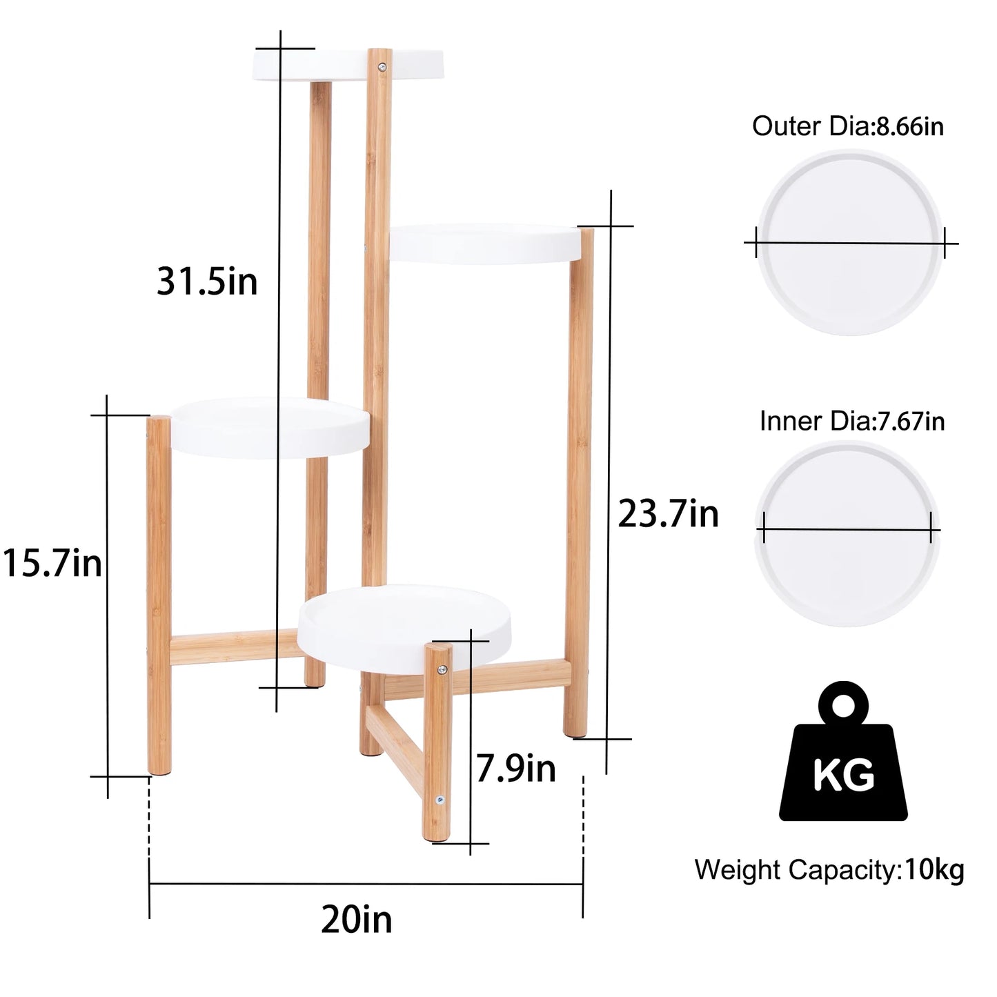 Corner Indoor Bamboo Plant Display Stand Tall Tall Flower Stand Rack 4 Tiers