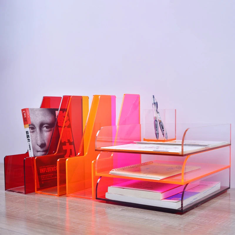 Color Desk Paper Organizer Tray Acrylic