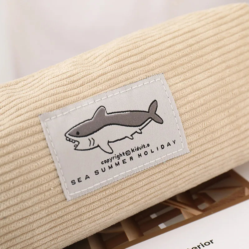 Shark Pencil Case Corduroy Pen Case Kawaii Stationery Estuche Large Capacity Pencilcase Trousse School Supplies Pencil Pouch