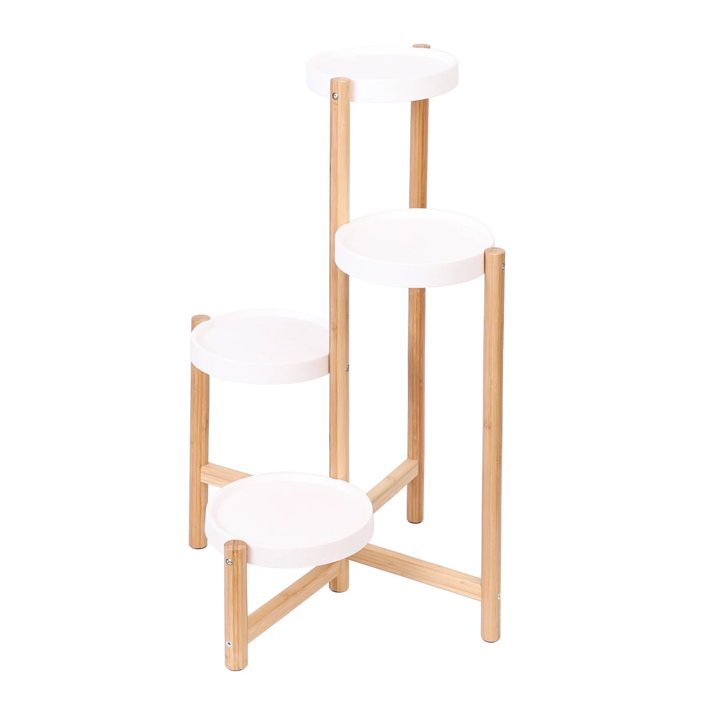 Corner Indoor Bamboo Plant Display Stand Tall Tall Flower Stand Rack 4 Tiers
